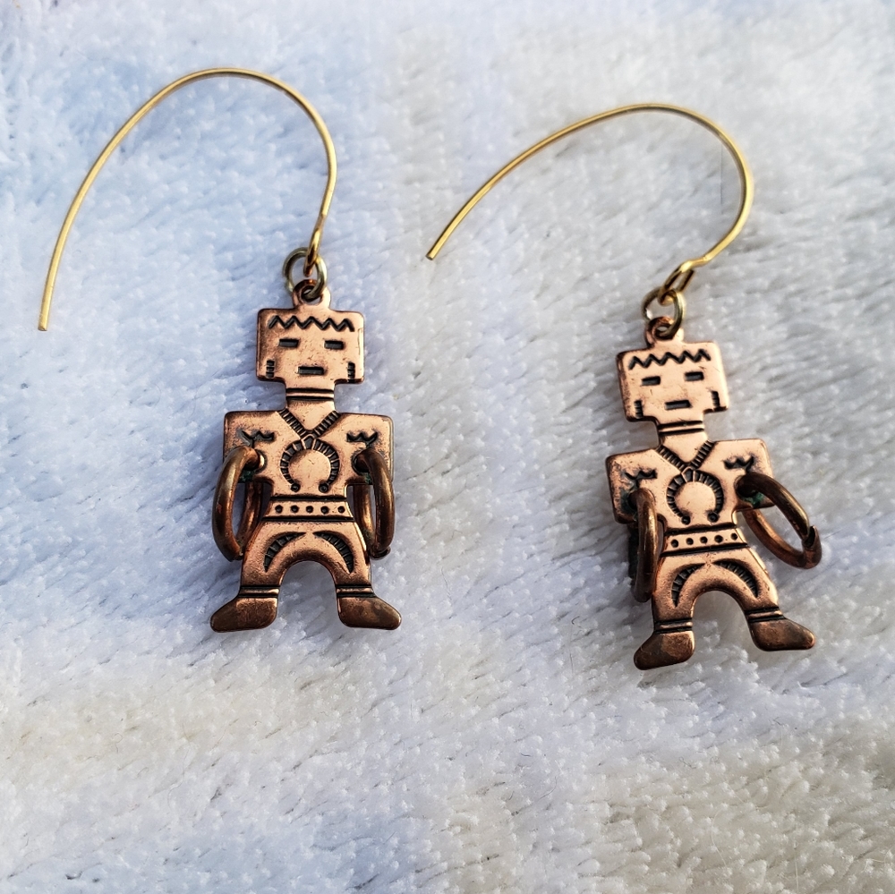 Vintage Navajo Hoop Dancers Southwestern Copper Earrings
